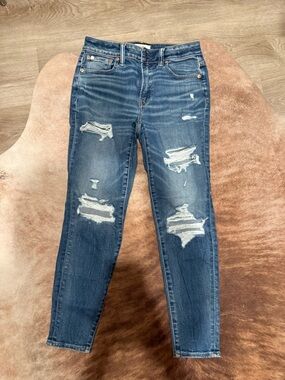 American Eagle Outfitters Dark Blue Distressed Skinny Jeans